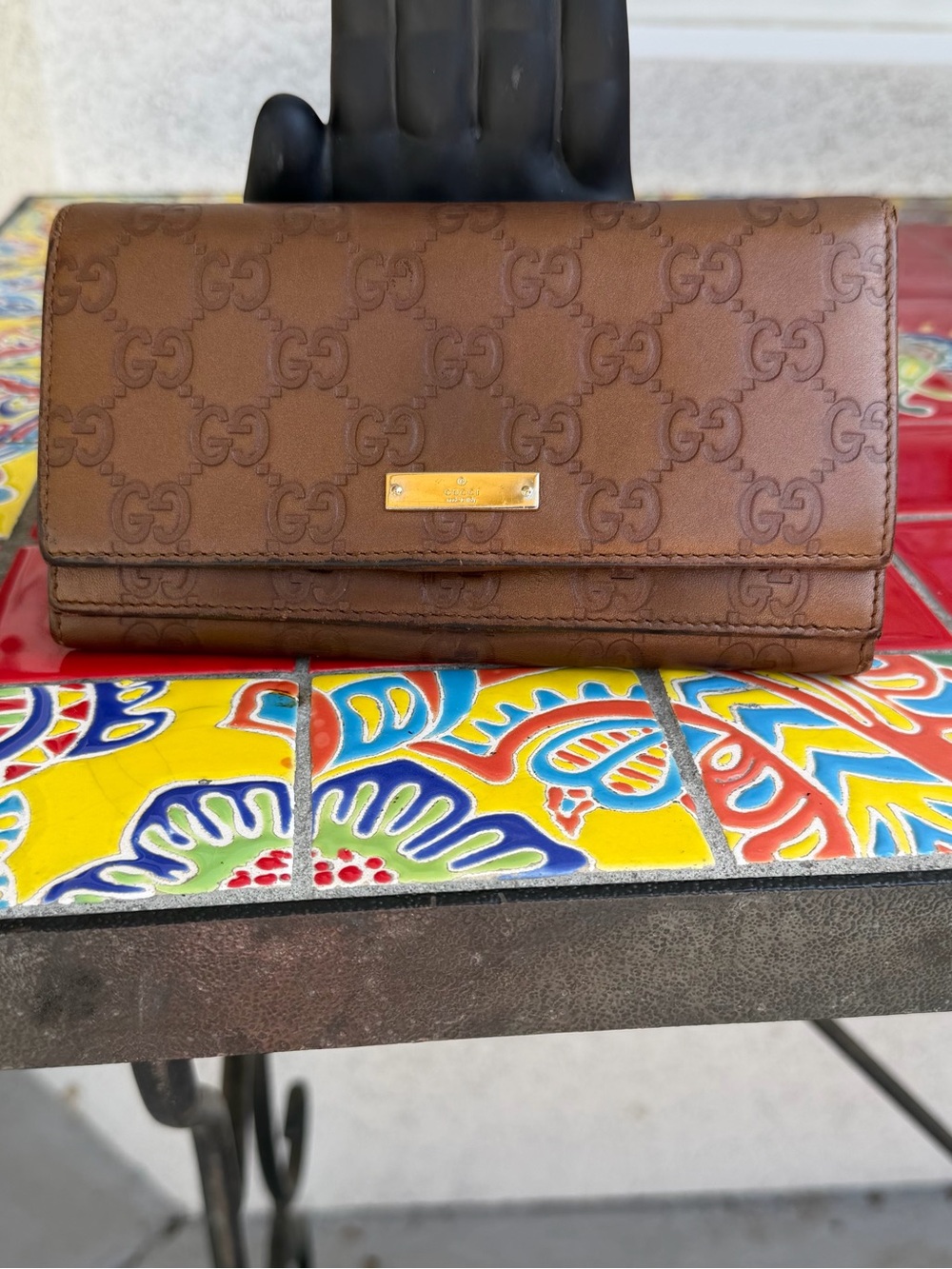 Gucci Brown Monogram Continental Wallet